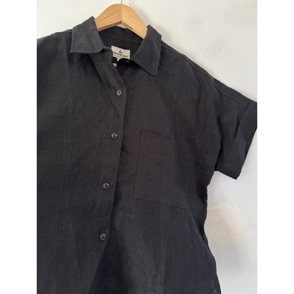 NWOT American Giant Women’s Linen Shirt Black Button Front Size Small - Picture 5 of 8
